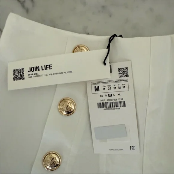 Zara White High Waist Women's Shorts M - Picture 5 of 6